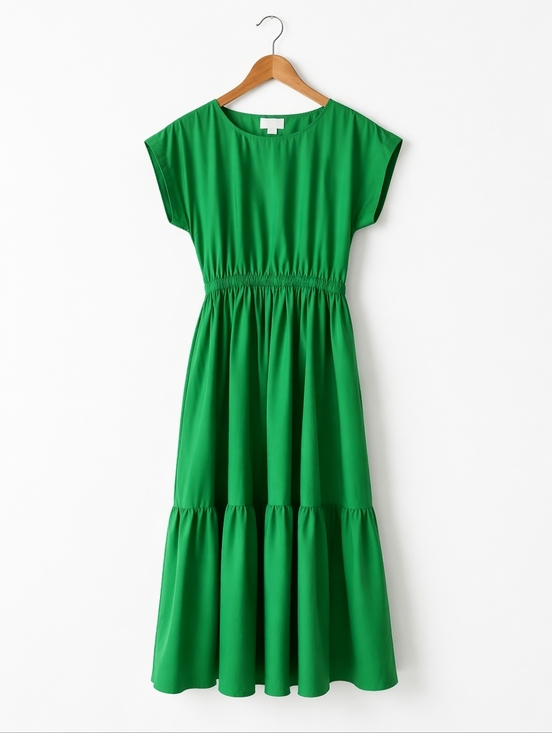 M.Patmos Dresses & Skirts - M.PATMOS Penelope Dress Kelly Green Cotton Silk Midi Sustainable Designer